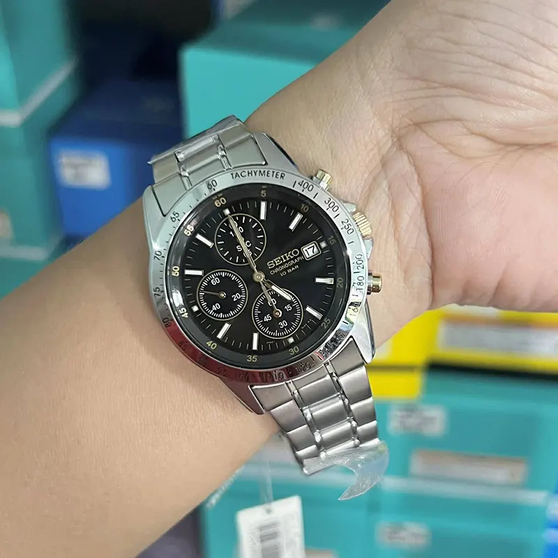 Seiko Spirit Chronograph Sporty Black Dial Men's Watch- SBTQ043